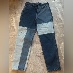 Hollister Women’s Ultra High-Rise Mom Jean Patchwork Blue Jeans